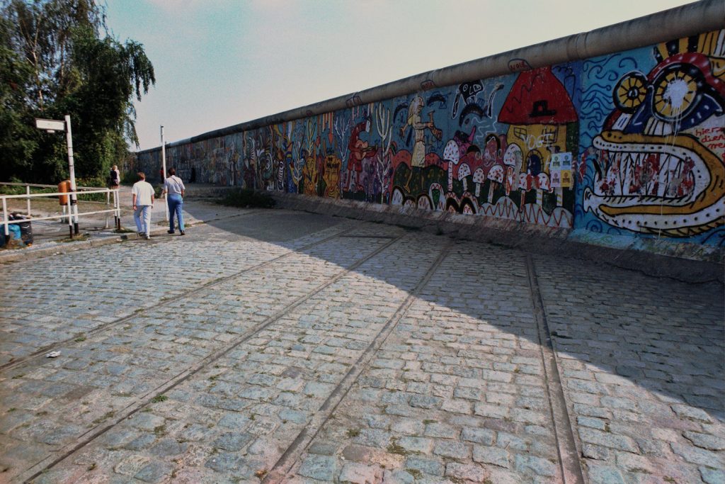 On the western side the wall was painted by several artists. You could touch the wall.